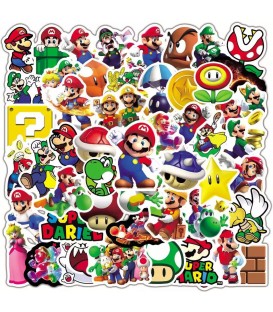 Set 50 Stickers Videojuegos Super Mario Bros Adhesivos